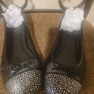 Torrid size 11 wide width mesh rhinestone bow-front flats dress shoes work party